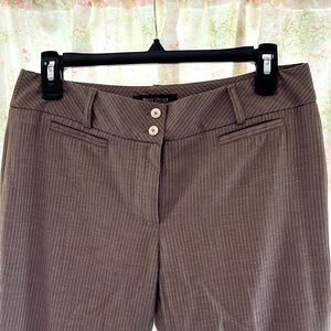 WHBM cuffed ladies pants, dark tan with pin stripe